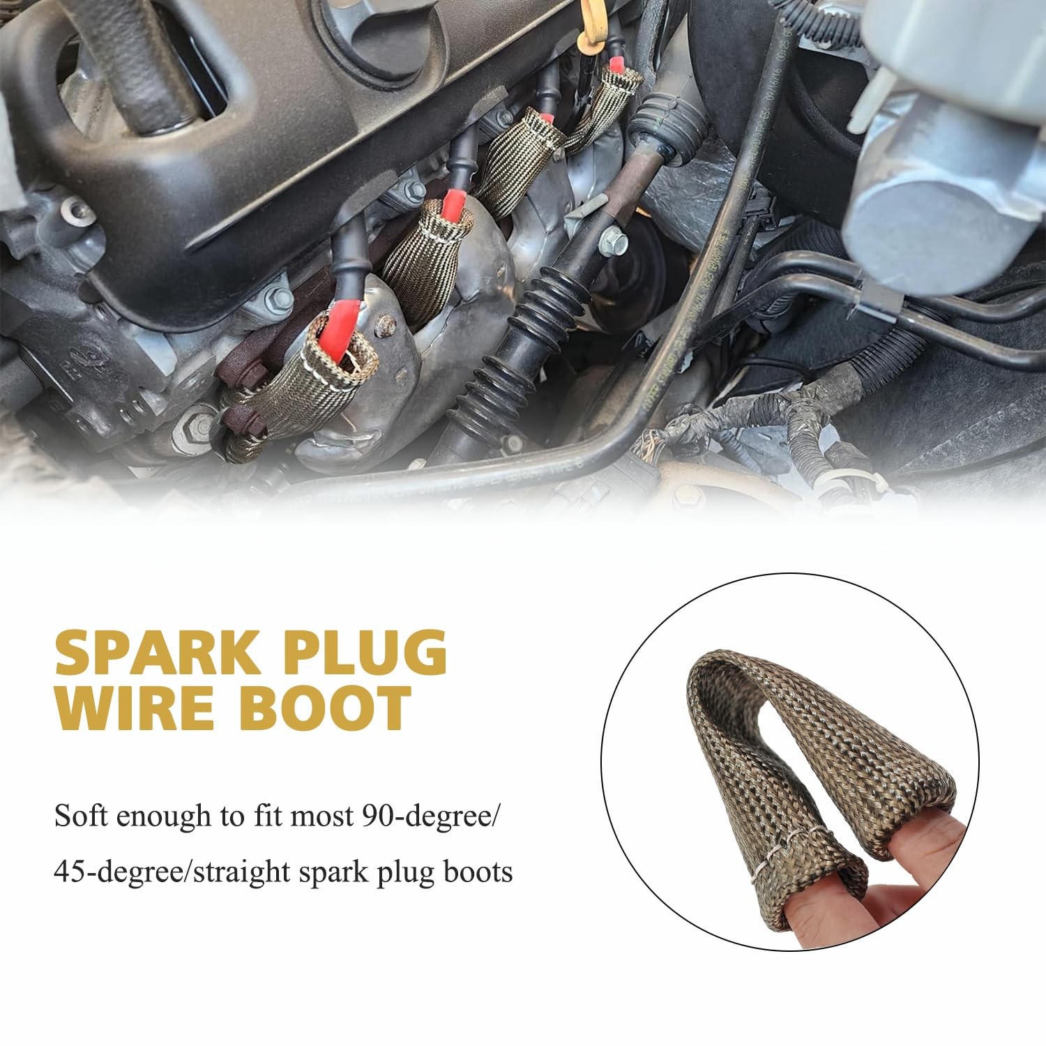 8Pcs 2500° Degree Spark Plug Wire Boots Heat Shield Protector Sleeve Cover Co...