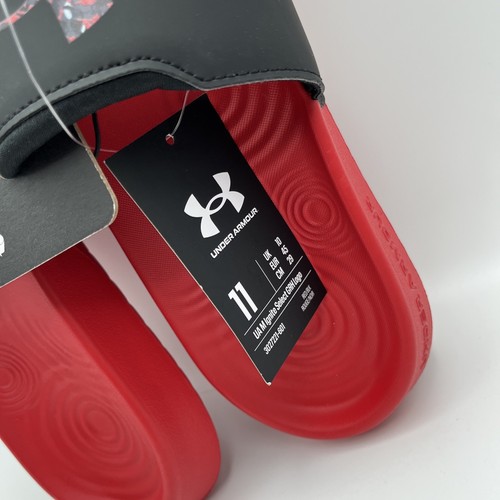 Sandalias/sandalias Under Armour UA rojas/negras Ignite para hombre con logotipo seleccionado - Imagen 2 de 4