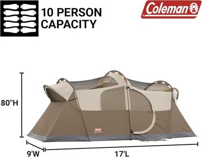 Coleman WeatherMaster 10-Person Camping Tent with Rainfly&Room