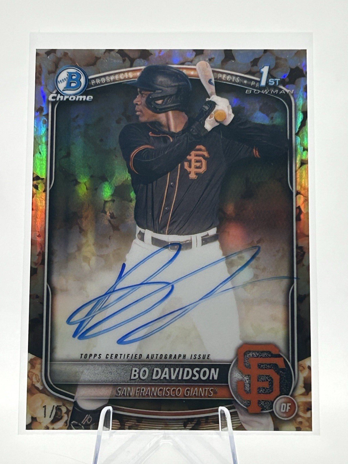 2025 Bowman Chrome - Prospect Autographs Bo Davidson, #CPA-BD Popcorn 1/5