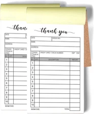 2 Packs 50-Set Thank You Receipt Book, Carbon Duplicate Copy Sales Receipt Form,