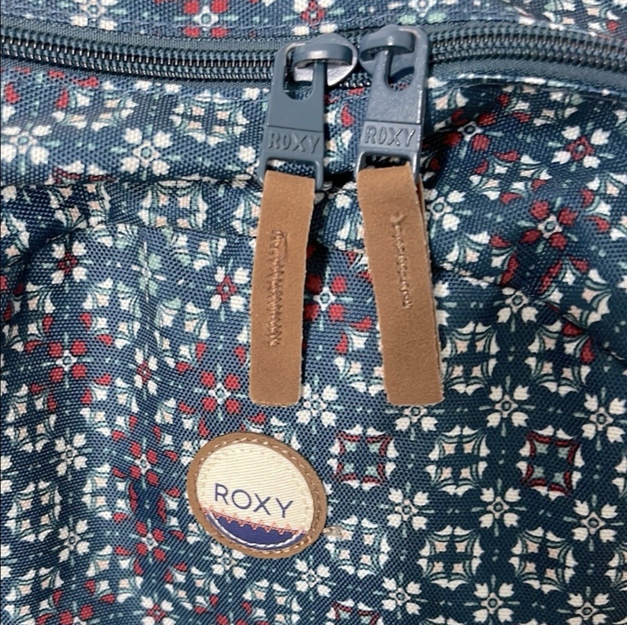 Roxy Blue/Brown Geometric Pattern Backpack EUC No… - image 8