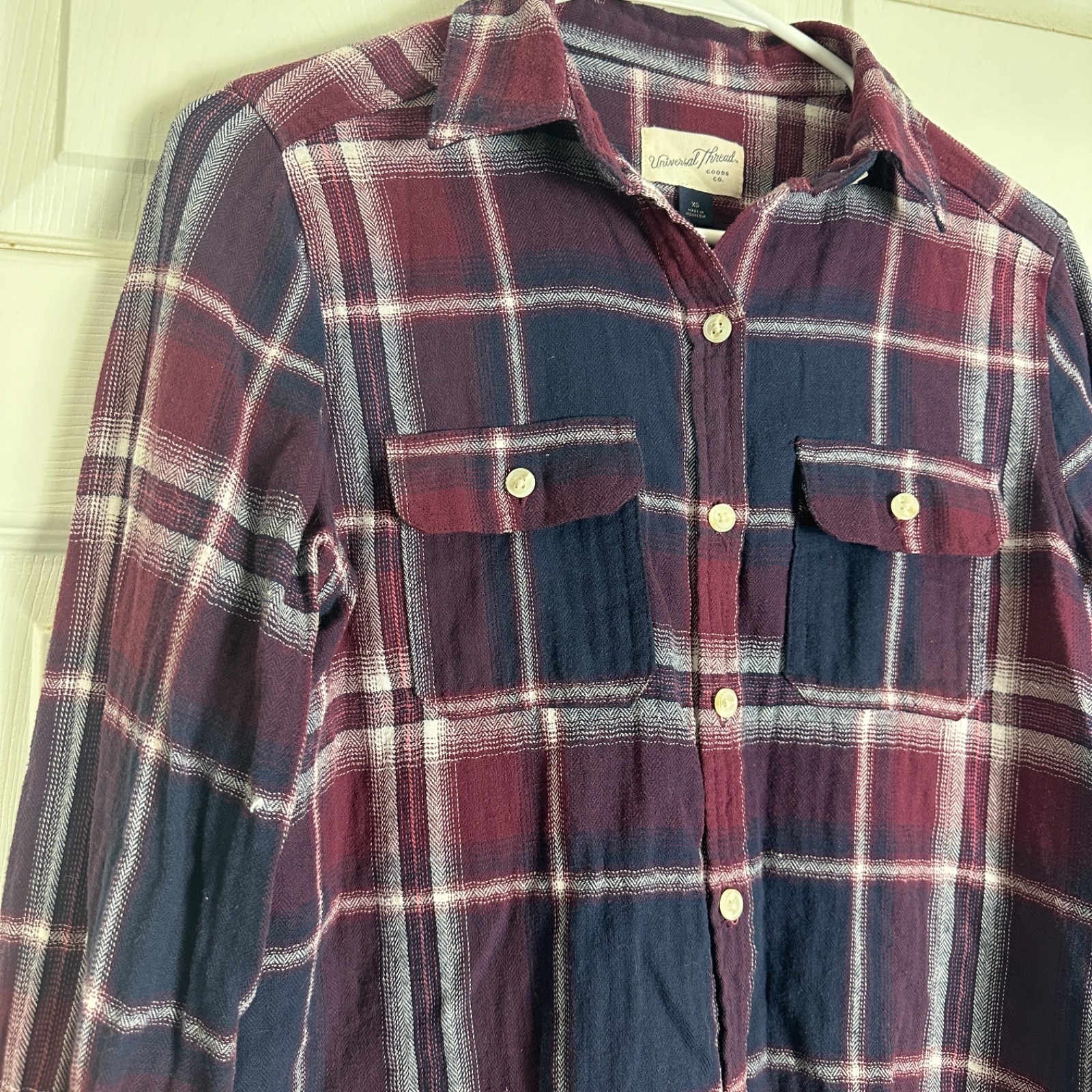 Universal Thread 2016 Purple Plaid Button Up Long… - image 2