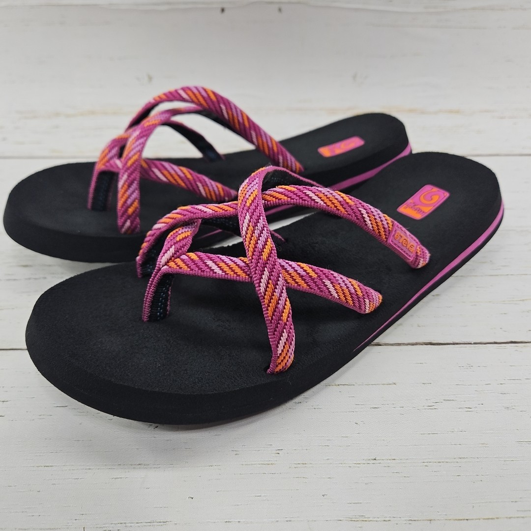 Teva Olowahu Mush Womens 10 Pink Sandals Criss Cross Strappy Flip Flops 6840