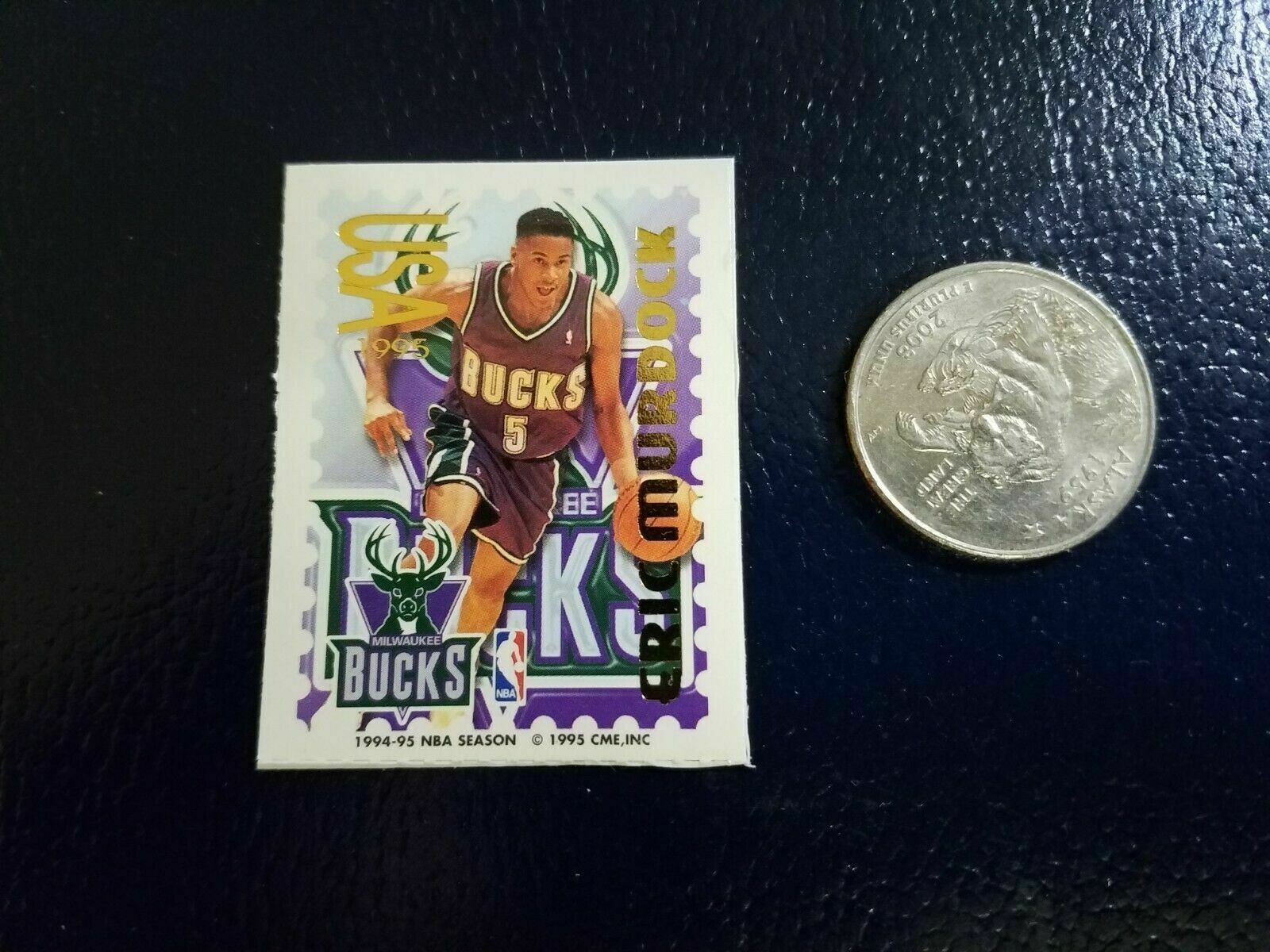 Eric Murdock Milwaukee Bucks NBA 1995 CME Stamp STICKER USA RARE ODDBALL
