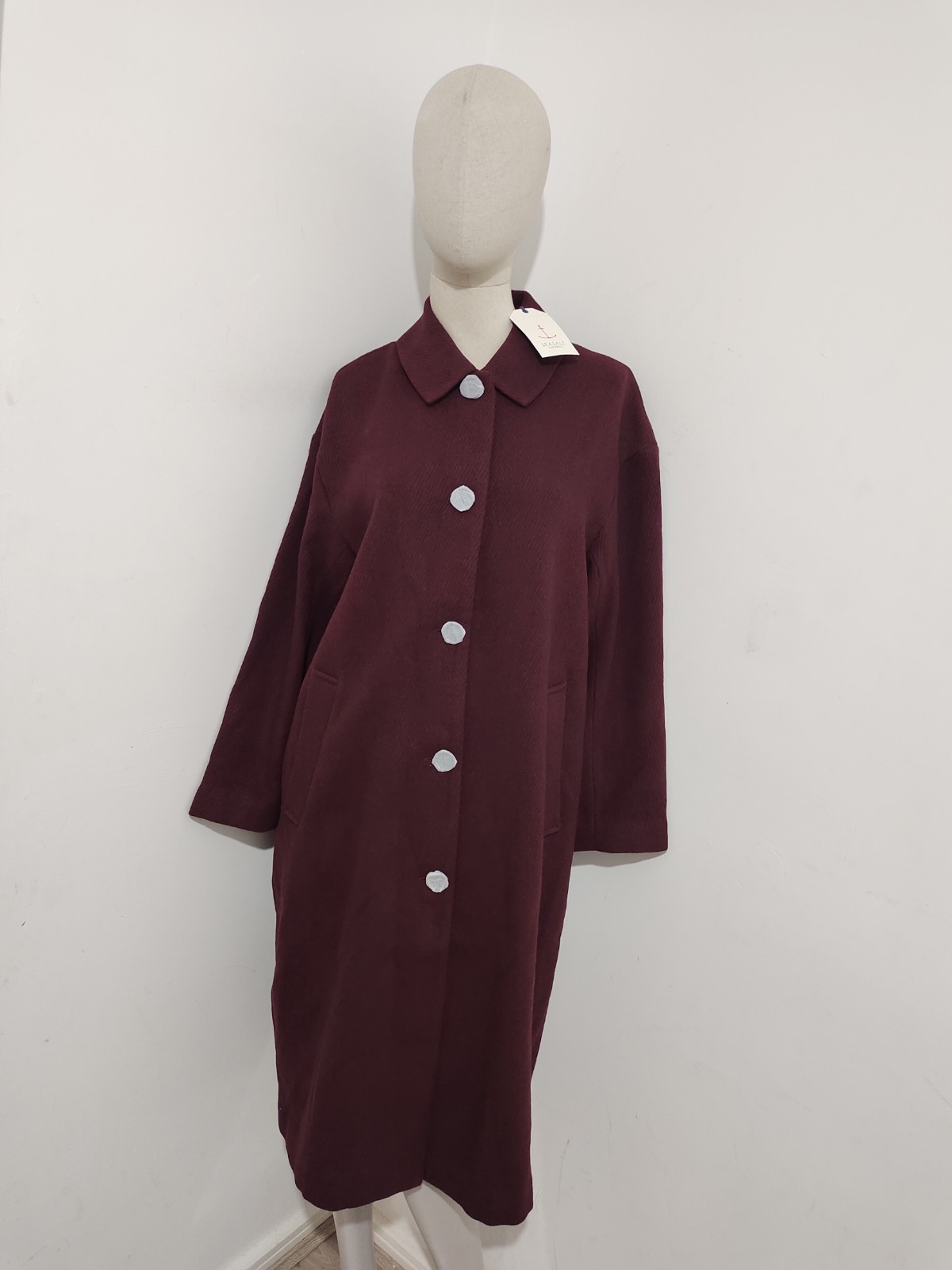 RRP£180 Seasalt Cornwall Oversized Boskerris Wool Blend Coat dark hellebore UK 2