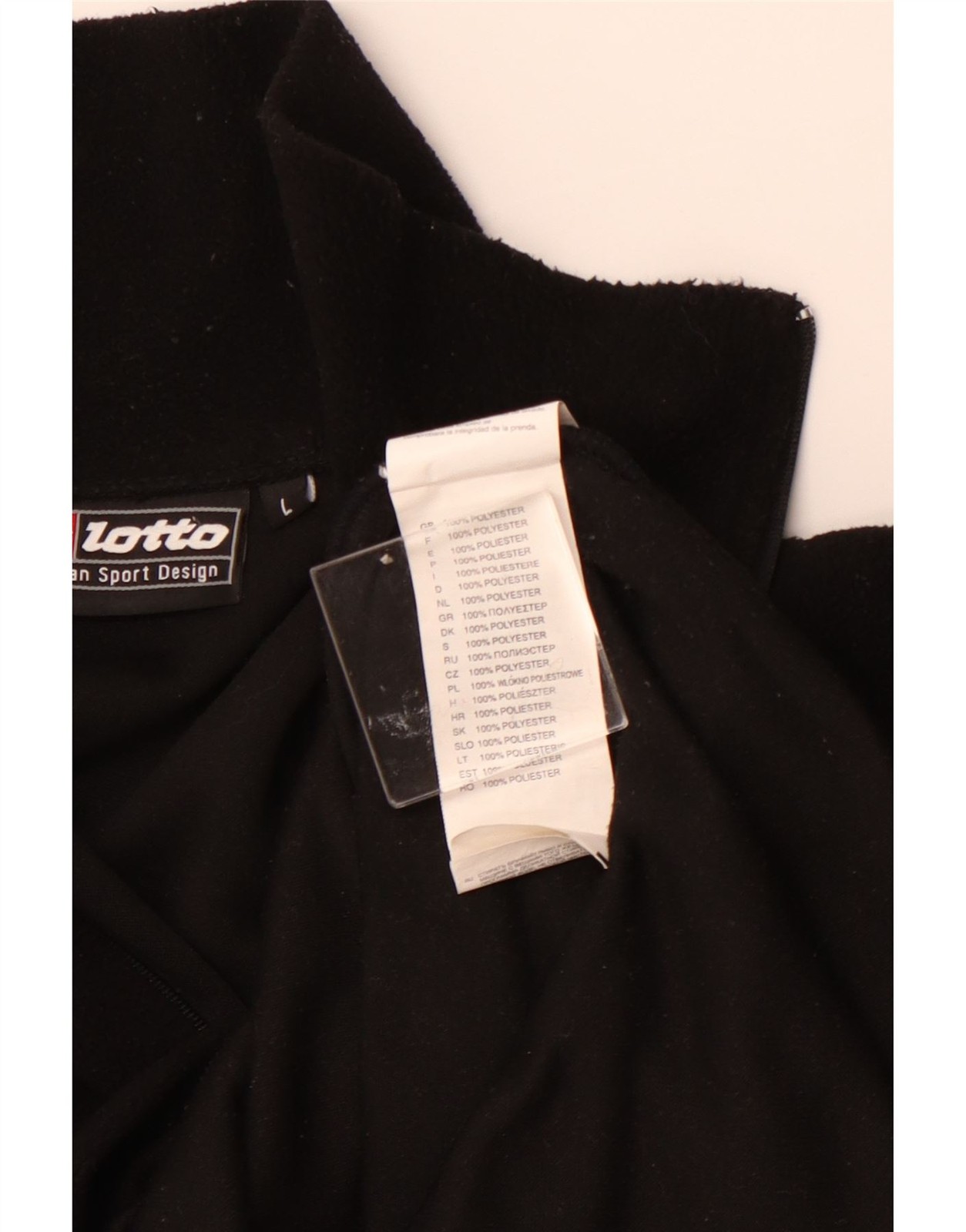 LOTTO Mens Zip Neck Fleece Jumper Large Black Polyester BH16 image 3