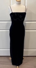 Roberta Y2K Blue Velvet Beaded Long Dress Small Whimsigoth Fairy Glam Slit 90  s