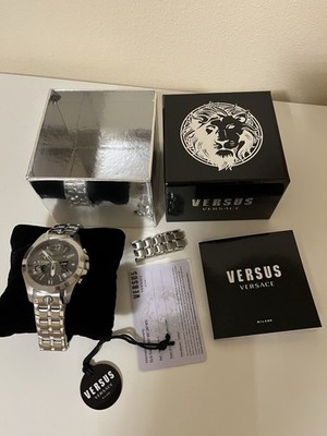 Versace Versus Chrono Lion Silver 45mm Quarz Uhr Full Set