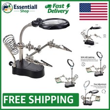 3.5X12X Helping Hands Soldering Station - LED Light Alligator Clips Included