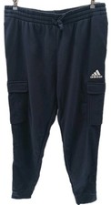 Adidas Joggers Men's XL Navy Blue Feelcozy Fleece Cargo Sweatpants Tapered Leg