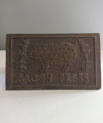 Cast Iron Bacon Press With Pig Emblem