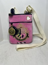 Vintage 2010 Juicy Couture Bright Pink/Navy Embroidered Crest Scottie Dog Bag