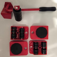 Set 5 pezzi Leva a Ruote e rulli- cuscino Sollevatore Trasporto Mobili lavatrice