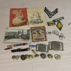 Grandpa's  JUNK DRAWER LOT of MILITARY PINS, RIBBONS ETC WW2, CIVIL WAR?