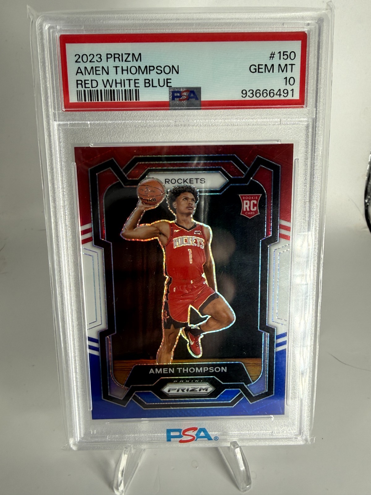 2023-24 Prizm Red White Blue #150 Amen Thompson PSA 10