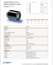 Ophir SupIR 50mm f1.7 LWIR infrared lens for Flir