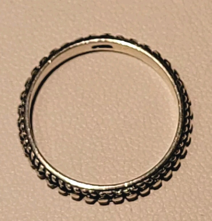 925 Sterling Silver Bead Design Stackable Band Ri… - image 9