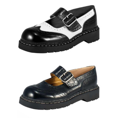 TUK MARY JANE BLK LEATHER & BLK/WHT LEATHER T1002 & T1035