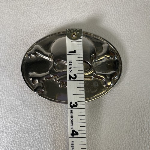 Silber Totenkopf gekreuzte Knochen Gürtelschnalle Biker Halloween Pirat Cosplay Vintage 90er - Bild 6 von 6