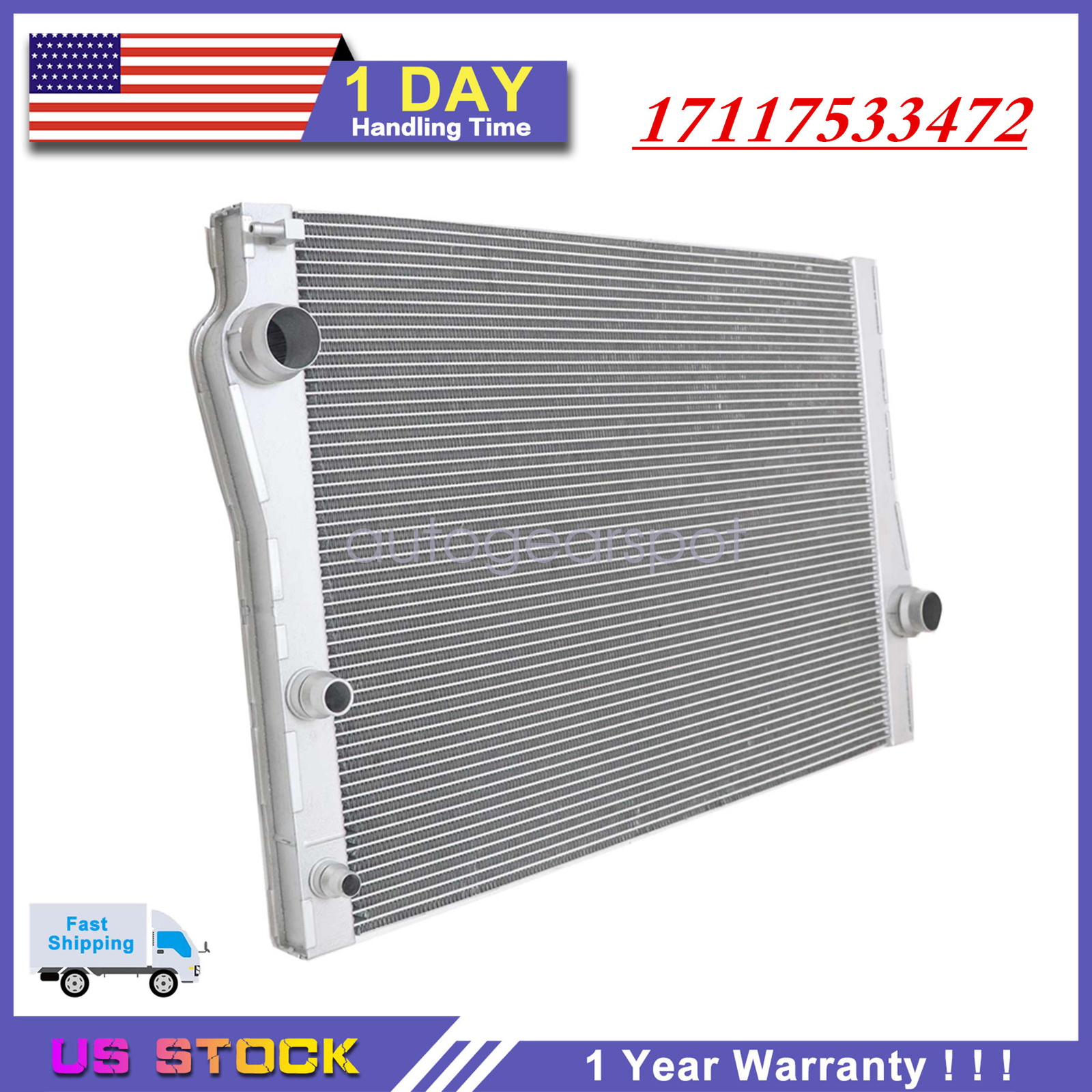 For BMW X5 X6 xDrive35i xDrive35d 2008-2014 Aluminum Radiator 17117533472