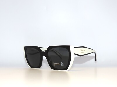 NEW Prada  PR15WS 09Q5S0 Black White Dark Gray Square Women Sunglasses Brand New Prada Sunglasses PR 15WS 09Q5S0 Black gray Woman  main image 4