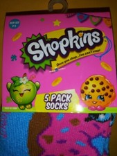 Girl fashion socks size 1-4 Shopkins 5 pack