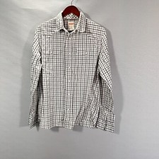 Levis Shirt Mens Medium Gray Gingham Check Long Sleeve Western Pearl Snap Pocket