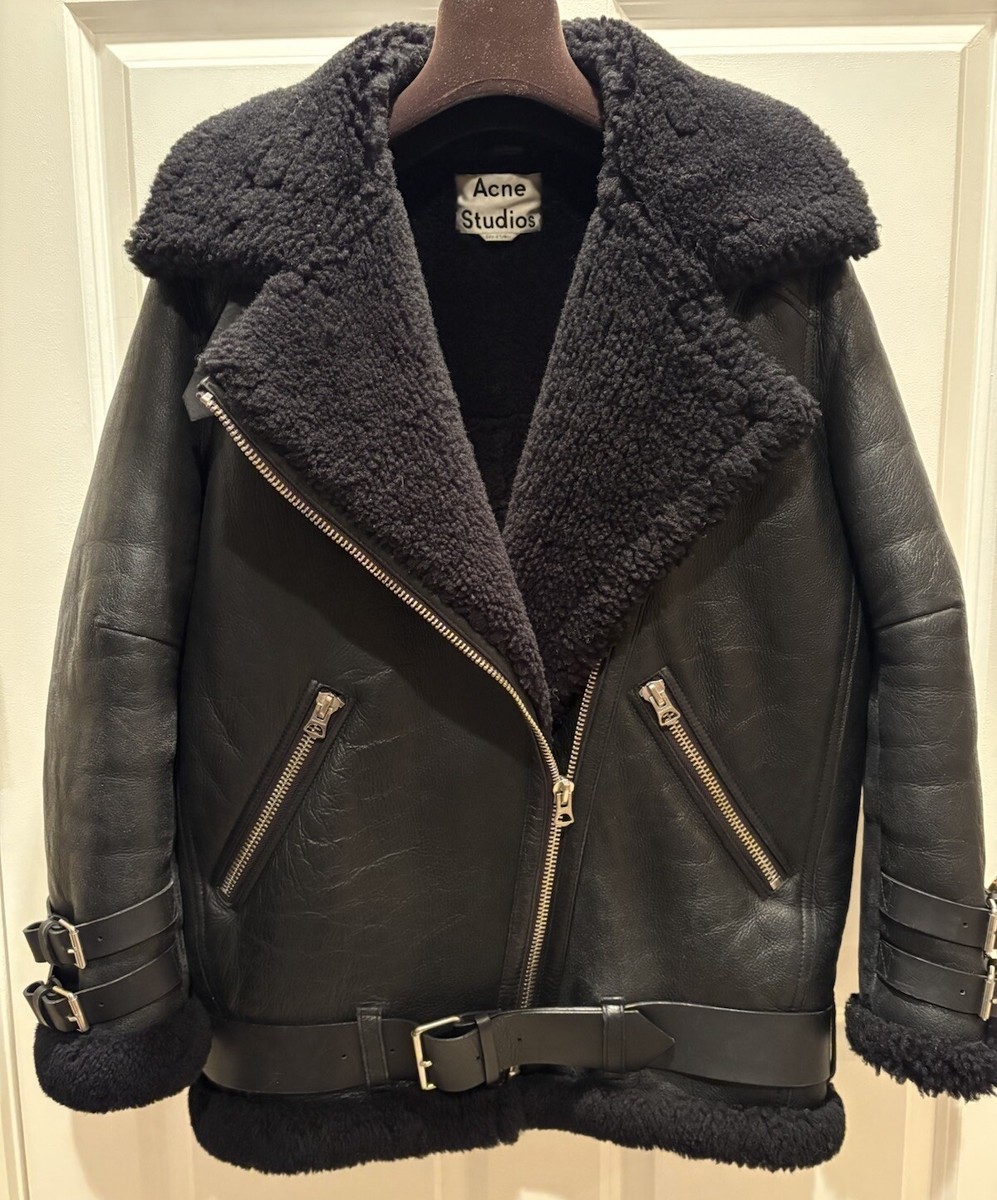 Acne Studios Velocite Shearling Moto Jacket - Black FR 36 | eBay