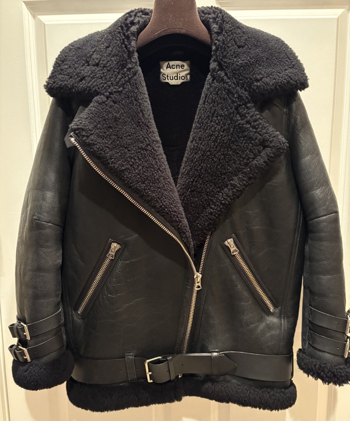 Acne Studios Velocite Shearling Moto Jacket  - Black FR 36 image 8