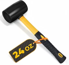 Rubber Mallet Hammer Wood Tools Woodworking - 24 Oz Camping Handle Soft Blow Sma