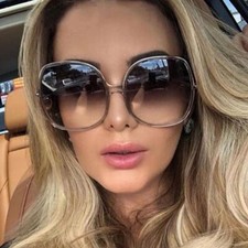 Oversized Round Frame Sunglass - Retro Plastic Lens Glass Women Fashion Eyewear