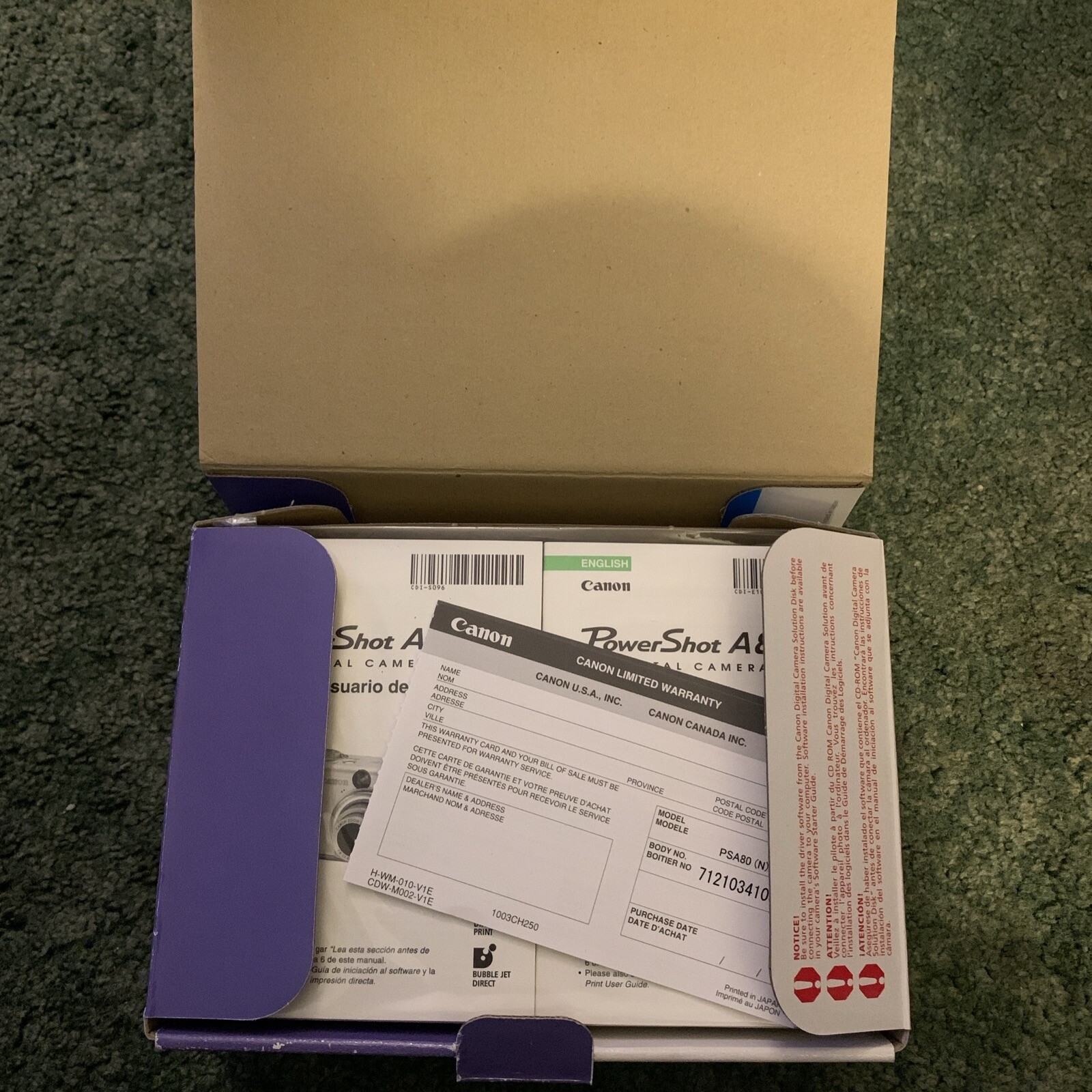 Canon PowerShot A80Flip ScreenDigital CameraSD CardUser GuideUSB WireBox eBay