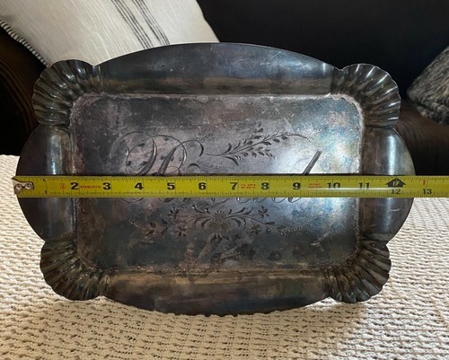 Antik Vintage James W. Tufts Boston versilbertes Brottablett 4312 - Bild 5 von 11