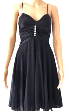 XOXO Black Sparkle Evening Dress Fit & Flare Rhinestones Satin Tulle Jrs S
