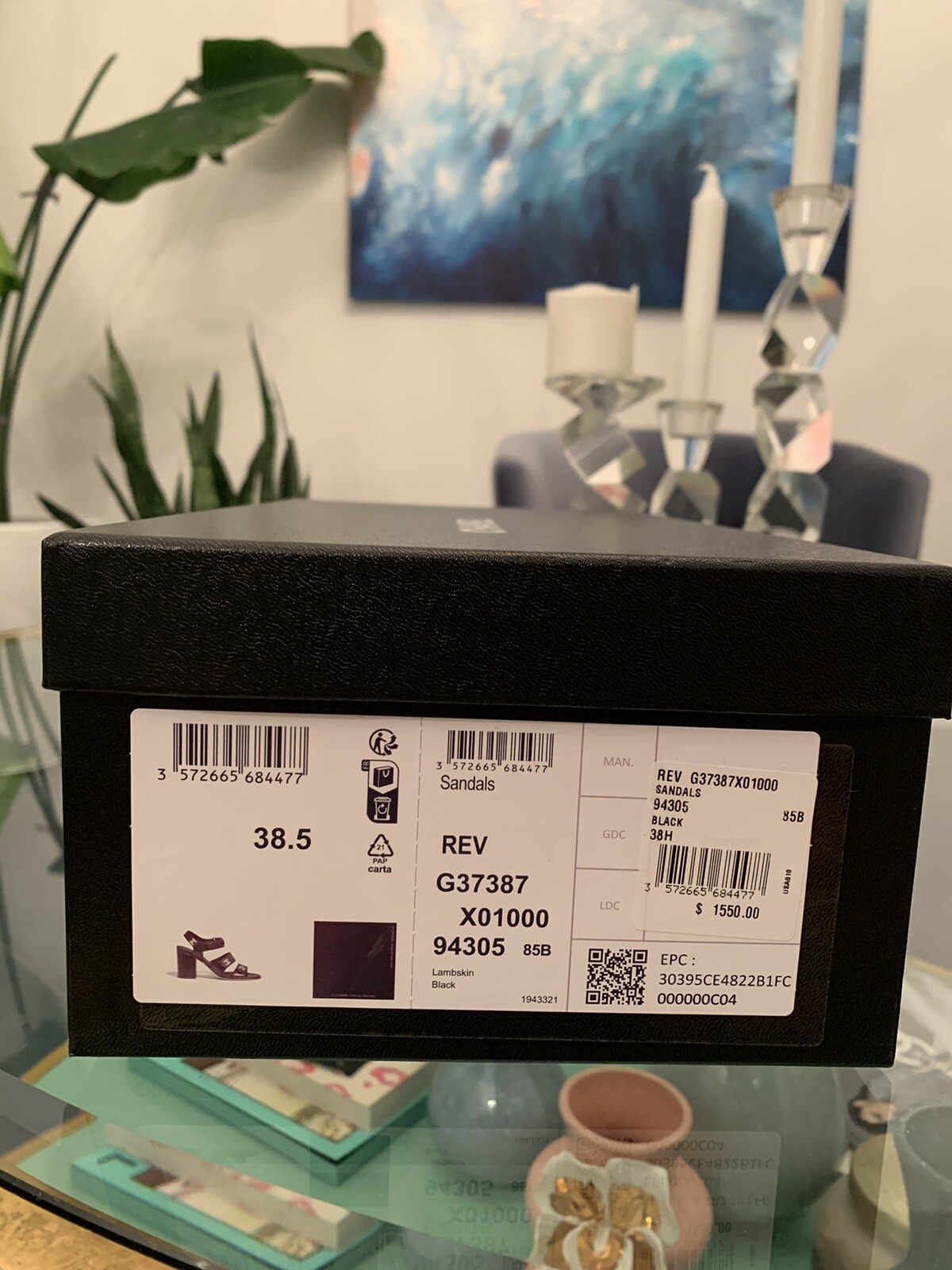 20A CHANEL LOGO Open Pumps Heels with Bow Black/Gold Size 38 New thumbnail 17