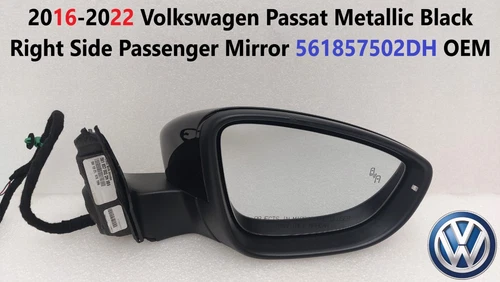 2016-2022 Volkswagen Passat Metallic Black Right Side Mirror 561857502DH OEM