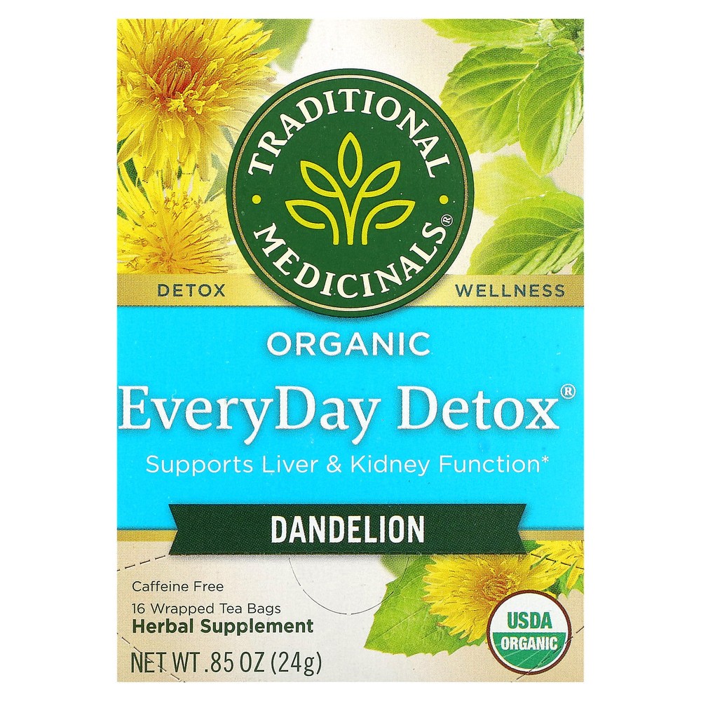 Organic EveryDay Detox, Dandelion, Caffeine Free, 16 Wrapped Tea Bags, 0.85 (24