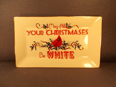 Lenox Winter Greetings Rectanglar Tray ''May All Your Christmases Be White'' 