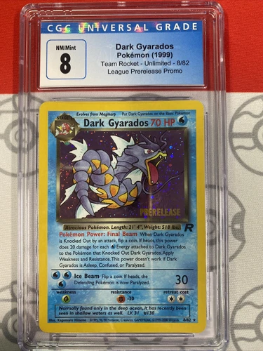 2000 CGC 8  Pokemon - Dark Gyarados 8/82 Prerelease Holo Rare - Team Rocket 4206