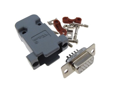 DB15 Female  D-Sub connector w/ Two Piece Backshells Hoods 3 Row