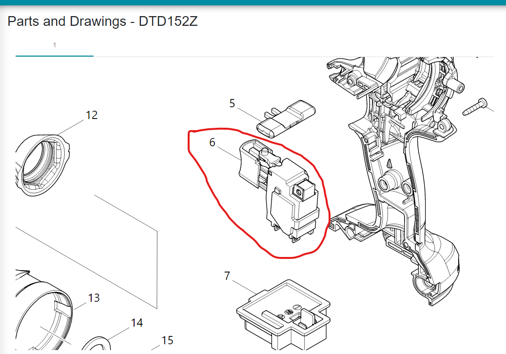 Interrupteur De Rechange Pour DTD152 Sans Fil Pour Tournevis à Impact