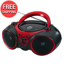 Portable Red Compact Stereo Cd Player with Am/Fm Stereo Radio CD-R/RW Compatible