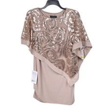 NEW R M Richards Petite 2584 Mother Of The Bride Dress Caramel Gold Sequins 4P