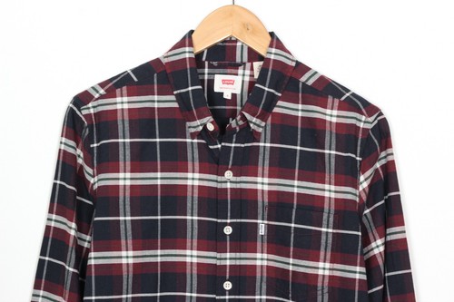 LEVI’S Erkek Gomlek Shirt Men Size S Long Sleeve Twill Plaid VR1128 - 第 3/9 張圖片
