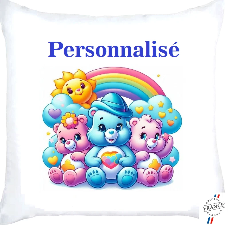 Coussin + Housse de Coussin Bisounours Personnalisé un prénom - Photo 1/1