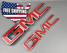 Fit for 2015-2019 GMC Sierra 1500 2500HD 3500HD Front Grille & Rear Emblem RED