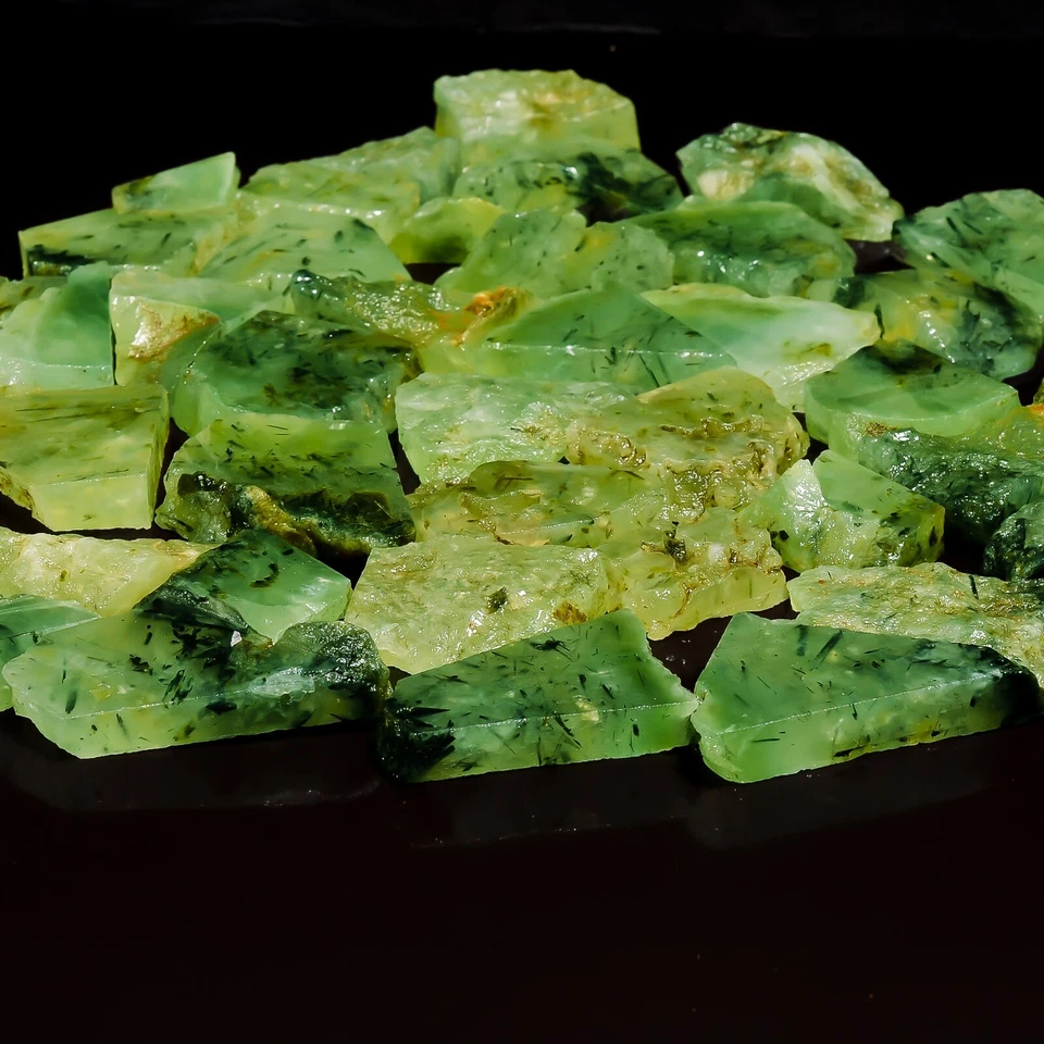 Natural Prehnite Slice Rough Gemstone Raw Prehnite Crystal Stone Small Slab - Image 4 of 4