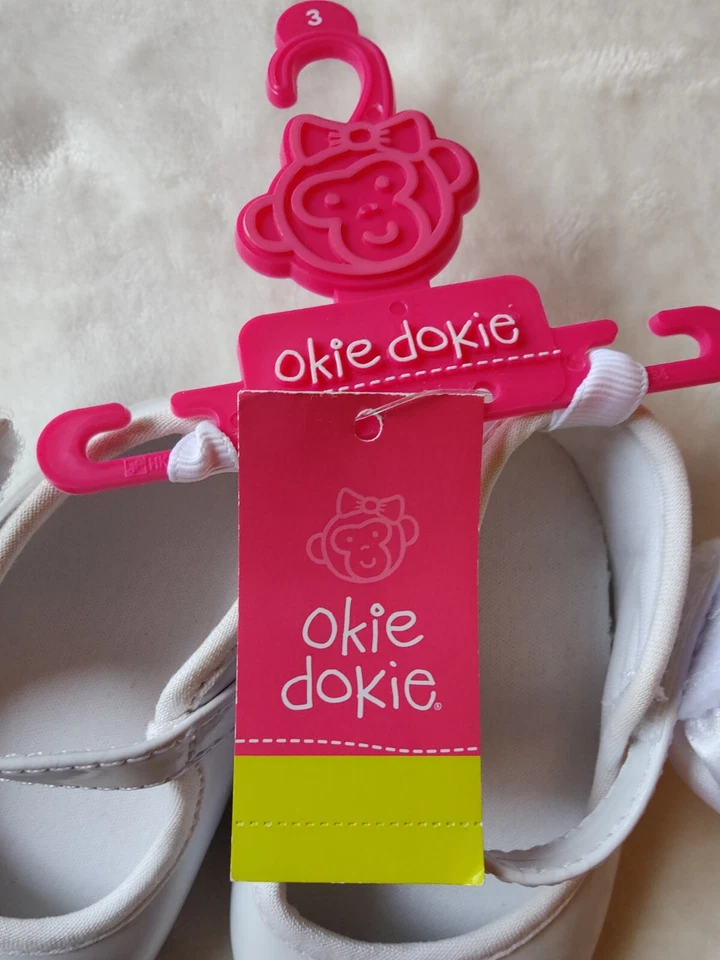 ¡NUEVO! Zapatos de vestir Okie Dokie blanco flor bebé niña talla 3, 6-9 meses Foto 4 de 4