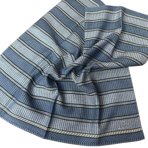 Fendi Blue Striped Cotton Handkerchief Square Small 17”x17” - Picture 6 of 7